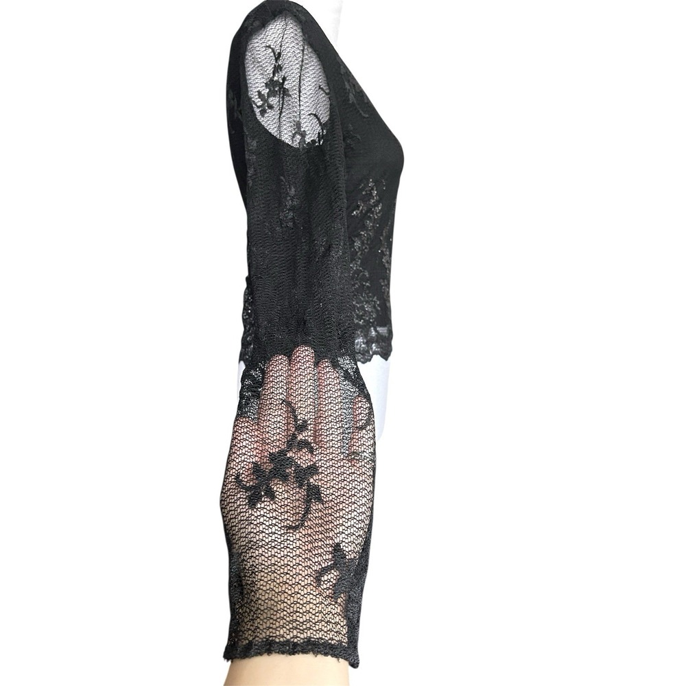 Vintage Ann Ferriday 90s Y2k Black Lace Sheer Top Whimsigoth Fairy Grunge Witchy - Picture 3 of 14